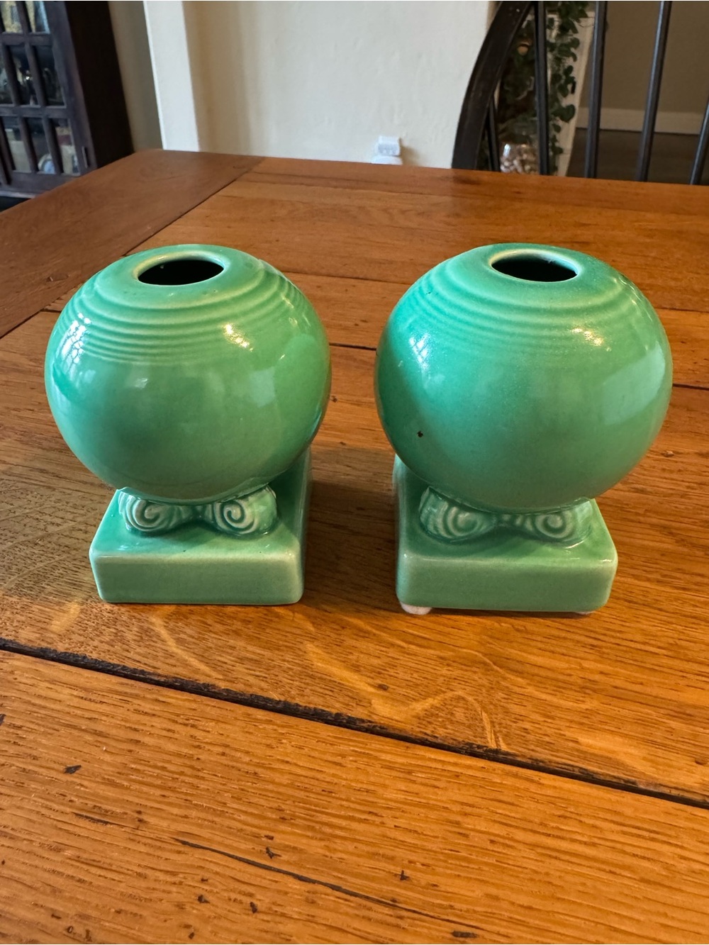 Vintage Fiesta Original Green Bulb Candleholders